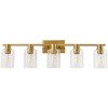 POWLIG 35-in 5-Light Gold Modern Dimmable Bathroom Vanity Light with Cylindrical Glass Shade - 2 of 4