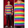 Lars Amadeus Men's Crew Neck Long Sleeves Casual Pullover Rainbow Striped T-Shirt - 4 of 4
