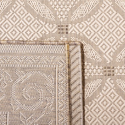 Elegant Easy-Care 4' x 5'7" Flat Woven Synthetic Area Rug in Natural Brown