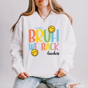 Simply Sage Market S.W.Smiley Bruh We Back Teachers Lightweight Garment Dyed Sweatshirt - 1 of 4