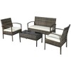 Resenkos 4 Pieces Indoor Outdoor PE Wicker Conversation Set, Outdoor Sectional Furniture, PE Rattan, - 2 of 4