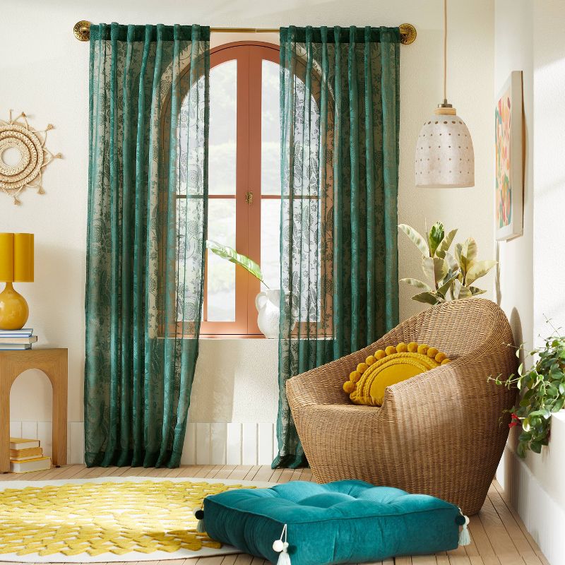 1pc Sheer Idris Printed Burnout Window Curtain Panel Gold - Opalhouse™ designed with Jungalow™, 3 of 8