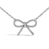 Haus of Brilliance Silver Diamond Accent Ribbon Bow Knot Pendant Necklace - 2 of 4