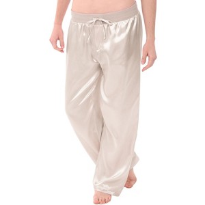 Women's Satin Solid and Printed Pajama Pants, Silky Pj Bottoms - 1 of 2