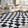 Acekool 2x6 Washable Plaid Rug – Modern Non-Slip Hallway Carpet, Stain-Resistant Geometric Design in Coastal Blue - 2 of 4