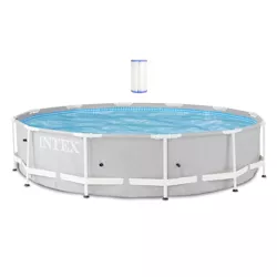 Intex 12 Foot x 30 Inch Prism Steel Frame Above Ground Pool with 3 Ply Liner and Type A and C Pool Filter Pump Cartridge Replacement