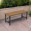 Sunnydaze European Chestnut Patio Dining Bench with Steel Frame - 17.75" H - 4 of 4