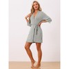 INSPIRE CHIC Women's 2 Pcs Lightweight Knit Cotton Short Robe Sleepwear with Pockets - 2 of 4