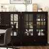 TIRAMISUBEST Minimalist Black Buffet Cabinet with Double Glass Doors and Drawer, Modern Wooden Storage Sideboard Cupboard for Living room(Black) - 4 of 4