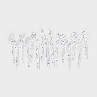 30ct 4th of July USA Red/White/Blue Glitter Cutlery - Spritz™