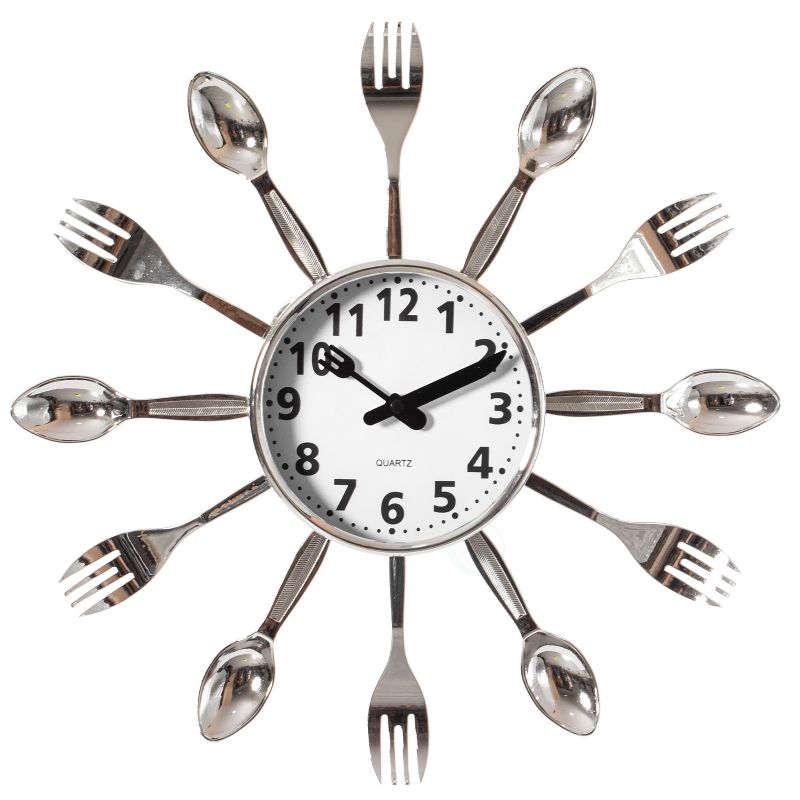 Clockswise Decorative 3D Cutlery Utensil Spoon and Fork Wall Clock for Kitchen, Playroom or Bedroom, 1 of 8