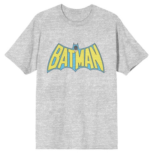 Men's Batman Text Logo Dc Comic Book Athletic Heather Grey Graphic Tee ...