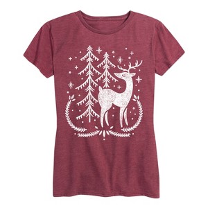 Women's - Instant Message - Scandinavian Winter Deer Short Sleeve Graphic T-Shirt - 1 of 4
