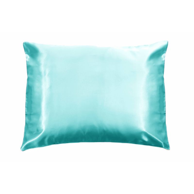 Morning Glamour Standard Satin Solid Pillowcase Aqua, 1 of 8