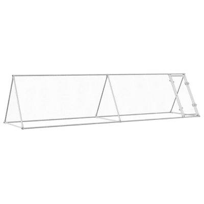 vidaxl Chicken coop - Galvanized Steel Walk-in Hen cage - Poultry Enclosure with Lockable Latch, Silver, 157.5 x 41.3 x 35.8 inches