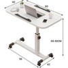 27.2-35.4" Foldable Standing Desk with Wheels, Height Mobile Overbed Tables, Black Metal Frame Portable Laptop Desk Bedroom Aids Hospital Bed Table - 3 of 4