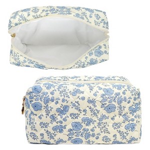 Wrapables Floral Quilted Makeup Bag for Cosmetics, Toiletries, Travel - 1 of 4