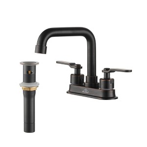 CASAINC Deck Mounted 3-Hole Double Handle Bathroom Faucet with Pop-Up Drain - 1 of 4