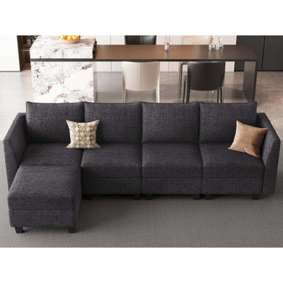 Belffin Chenille Modular Sectional Sofa with Storage L Shaped Couch with Chaise for Living Room