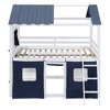 TiramisuBest Full Size Bunk Wood House Bed with Elegant Windows,Sills and Tent,Blue+White - 3 of 4