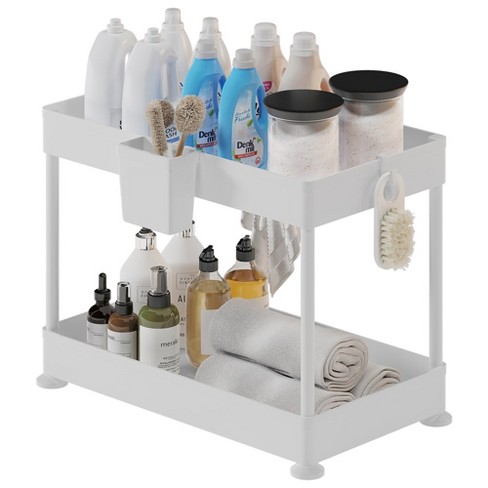 This 2-tier organizer saves space and clears the clutter