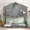 NicBex Twin over Twin Bunk Bed House Shape Wooden Bed Frame with Windows, Inclined Ladder and Full Length Guardrail, No Box Spring Required - 2 of 4
