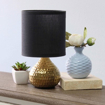 Hammered Gold Drip Mini Table Lamp with Black Shade