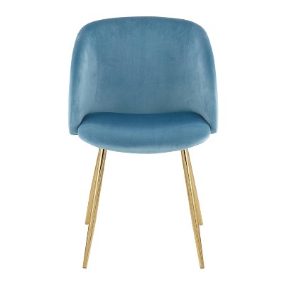 Elevated Elegance Gold Steel & Light Blue Velvet Dining Chair Pair