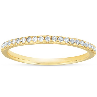  Pompeii3 1/5CT Diamond Wedding Ring Womens Stackable Band 10k Yellow Gold - Size 5 