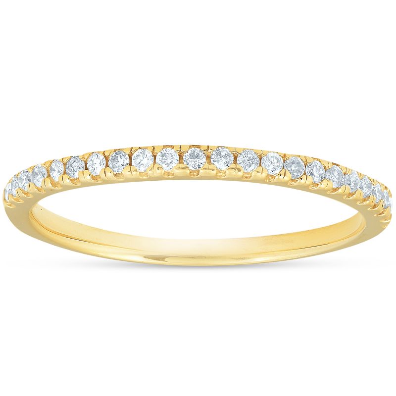 Pompeii3 1/5CT Diamond Wedding Ring Womens Stackable Band 10k Yellow Gold - Size 6.5, 1 of 6