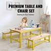 VEVOR Kids Table and Bench Set, Toddler Table and Chair Set of 3, Wood Activity Table for Art, Craft, Reading, Learning,Light Wood Color+Yellow - 3 of 4