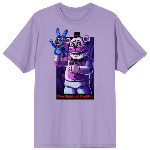 Five Nights At Freddy's Funtime Freddy Crew Neck Short Sleeve Purple ...