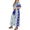 HAPPY BAY Women's Summer Pocket Nightgown Batik Caftan for Womens Sleepwear Long House Loungewear Dashiki Dress Plus Size 1X-2X Blue, Sun - 2 of 4