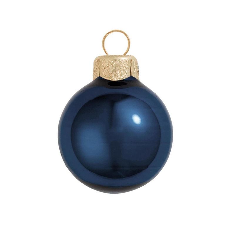 Northlight Pearl Finish Glass Christmas Ball Ornaments - 3.25" (80mm) - Midnight Blue - 8ct, 1 of 2