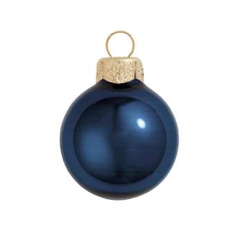 Northlight Pearl Finish Glass Christmas Ball Ornaments - 3.25" (80mm) - Midnight Blue - 8ct