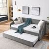 CAVINAS Twin Size Bed Frame, Linen Fabric Upholstered Daybed with Trundle, Tufted Sofa Bed with Diamond-Tufted Backrest and Stylish Wingback Arms - 2 of 4