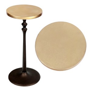JONATHAN Y Lulu 19.5" Art Deco Classic Pedestal Round Metal Drink Table & Decorative End Table - 1 of 4