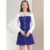 INSPIRE CHIC Women's Long Sleeve Peter Pan Collar Chiffon Panel Stretch A-line Dresses - 3 of 4