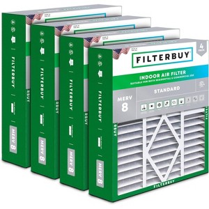 Filterbuy 19x20x5 Air Filter (4-Pack), Pleated MERV 8 Dust Defense HVAC AC Furnace Air Filters for Bryant / Carrier, BDP, Day & Night, & Payne - 1 of 4