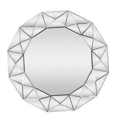 Olivia & May Glam Wood Starburst Wall Mirror Silver: Large Round, No Assembly, MDF Frame