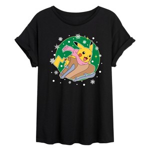 Women's - Pokémon - Pikachu Sled Oversized Graphic T-Shirt - 1 of 4