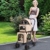 Costway Double Pet Stroller for 2 Dogs or Cats w/ 2 Detachable Carriers Safety Belt Beige - 3 of 4
