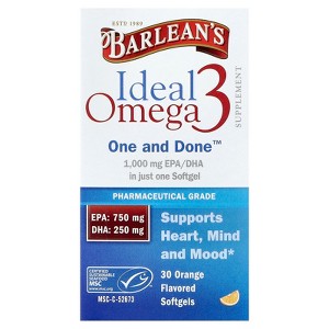 Barlean's Ideal Omega 3, Orange, 30 Softgels - 1 of 4