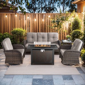 Gymojoy Sofa Swivel Chair with Propane Fire Pit Table - 1 of 4