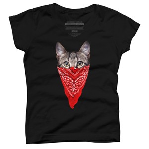Girl's Design By Humans Gangster Cat By clingcling T-Shirt - 1 of 3