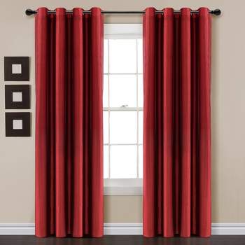 Home Boutique Insulated Grommet 100% Blackout Faux Silk Window Curtain Panel Red Single 52x95