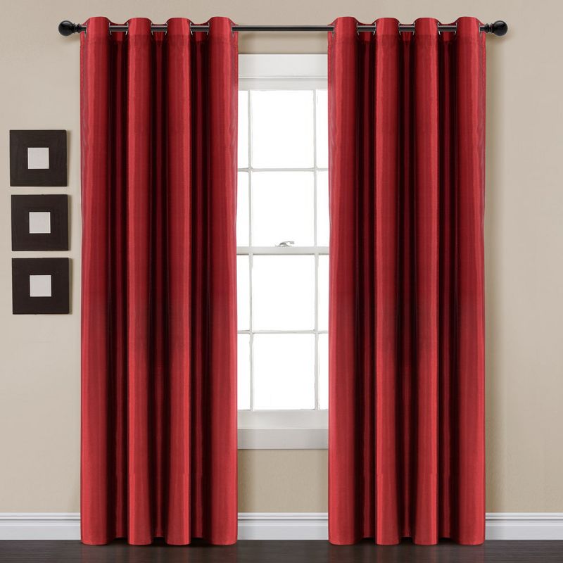 Home Boutique Insulated Grommet 100% Blackout Faux Silk Window Curtain Panel Red Single 52X84, 1 of 2