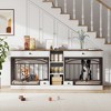 Dog Crate Furniture for 2 Dogs, Dog Kennel Indoor with Storage and Feeding Bowls, Double Dog Crate TV Stand for Small Medium Dogs - 3 of 4