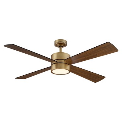 Parrot Uncle 52" Modern Natural Brass LED Ceiling Fans With Lights and Remote