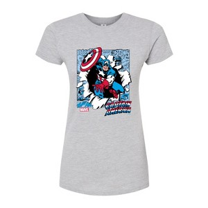 Women's - Marvel - Captain America Comic Book Panels Fitted Graphic T-Shirt - 1 of 2